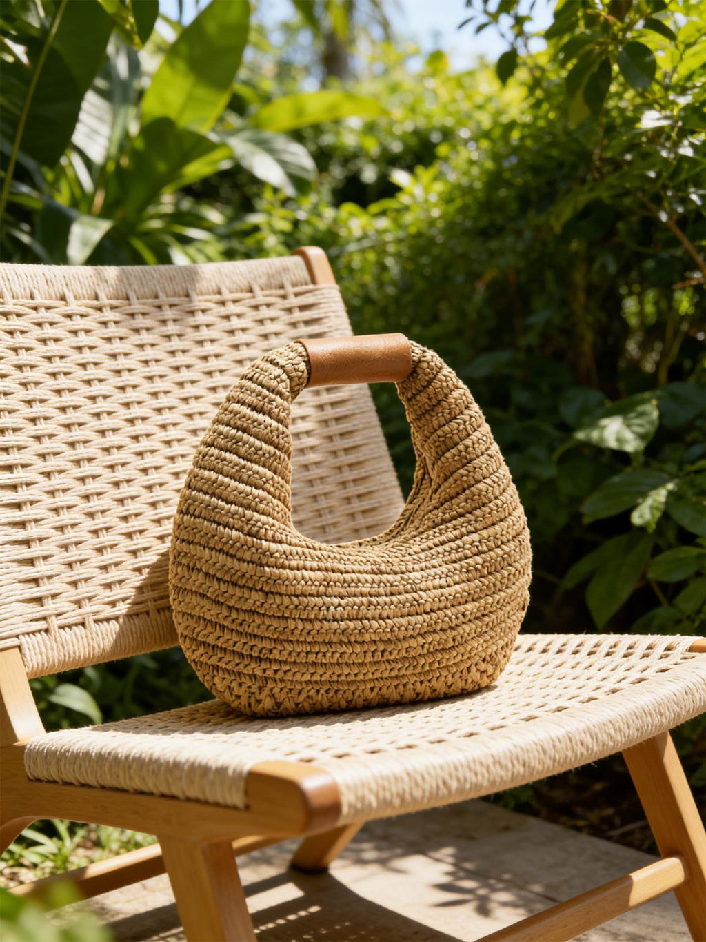 Croissant Crochet Woven Handheld Straw Bag