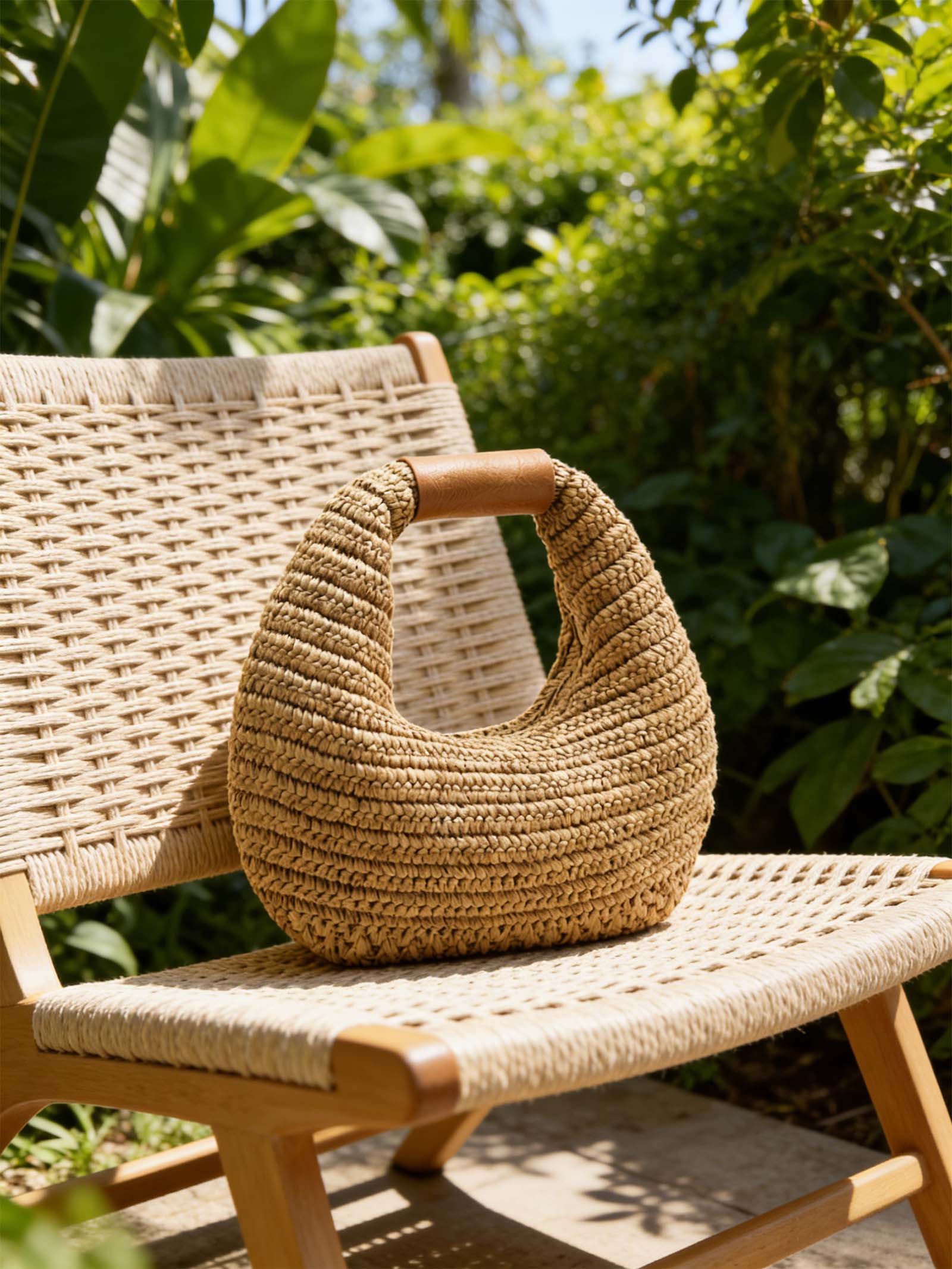 Croissant Crochet Woven Handheld Straw Bag