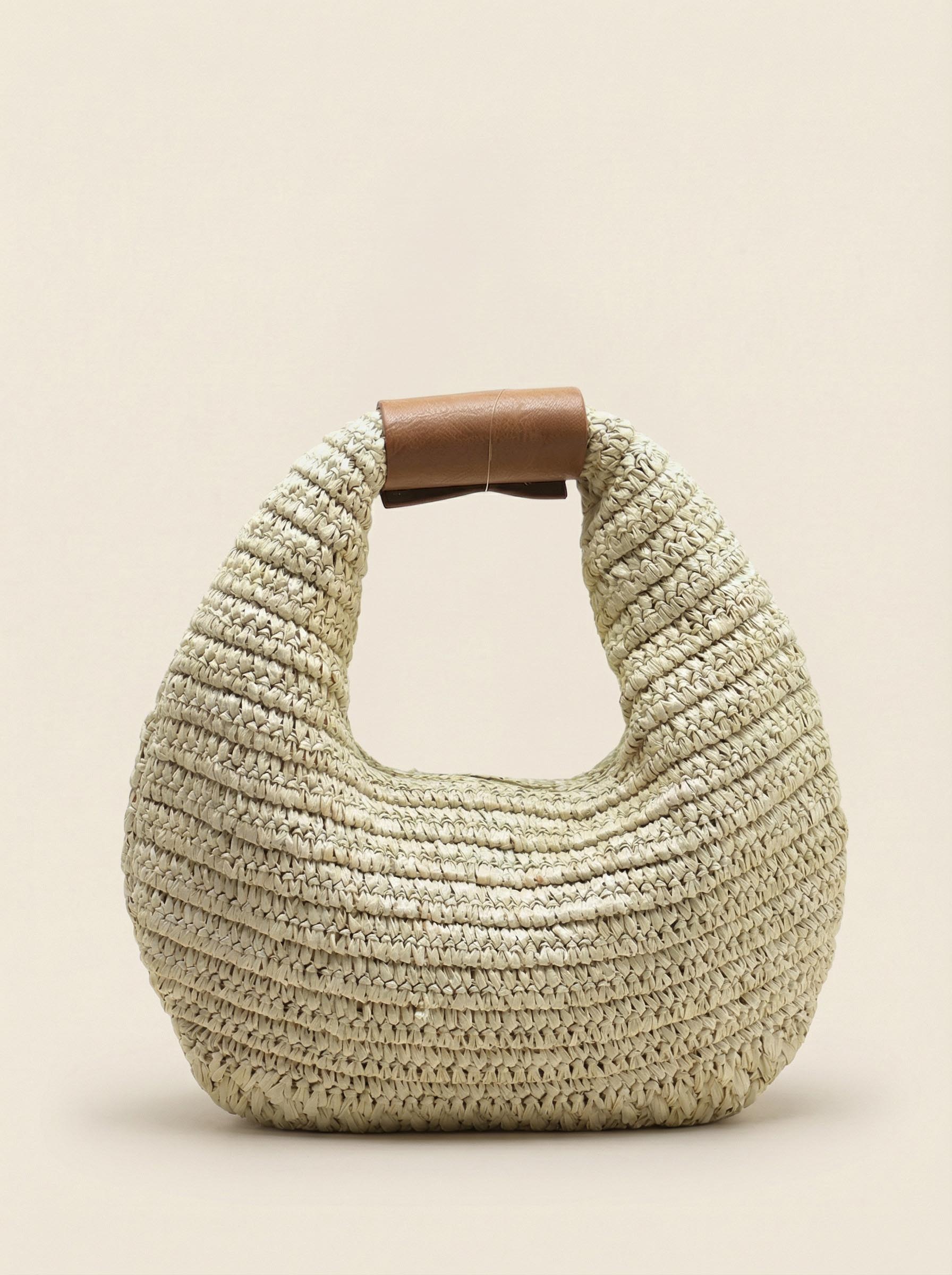 Croissant Crochet Woven Handheld Straw Bag