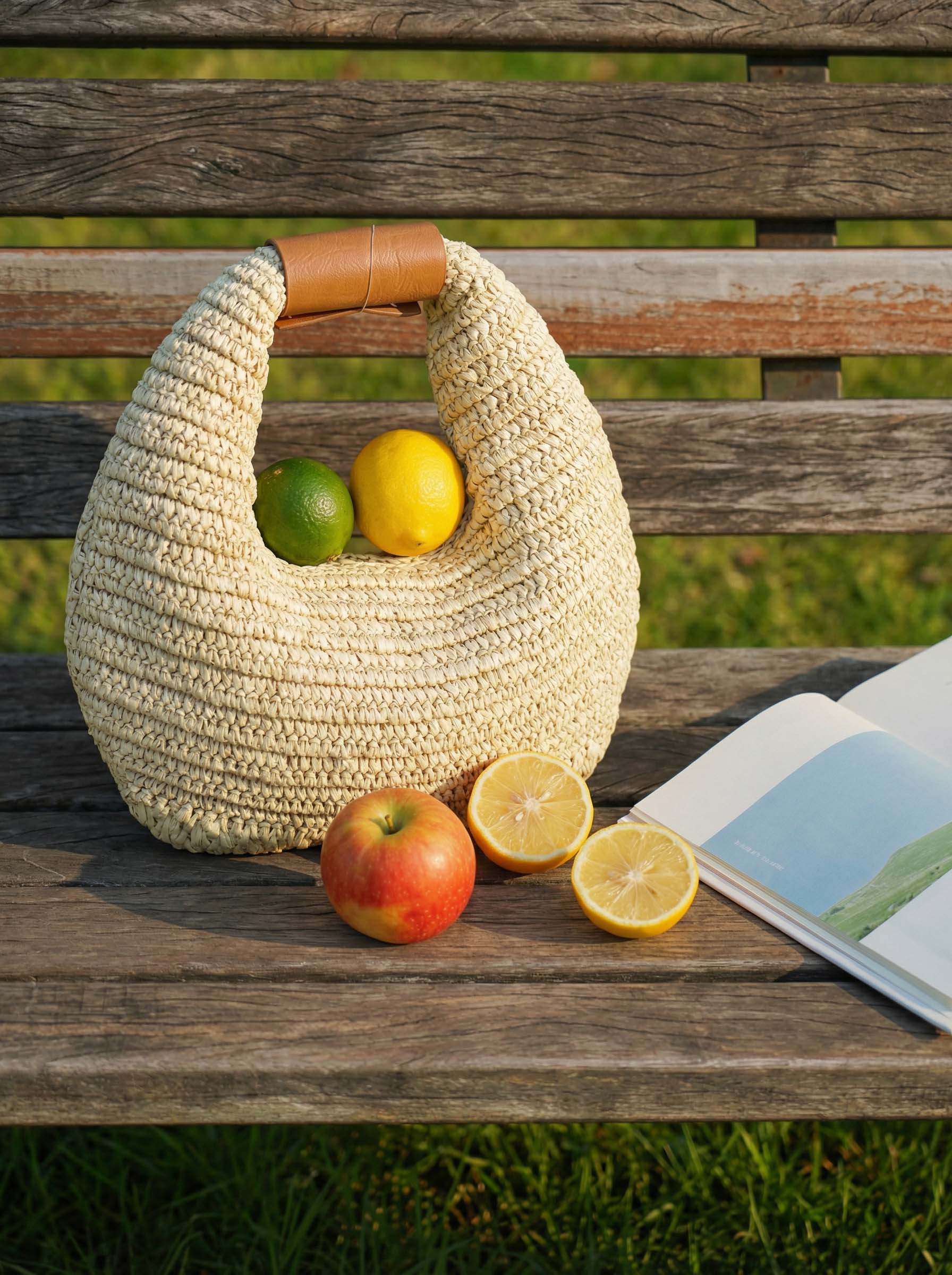 Croissant Crochet Woven Handheld Straw Bag