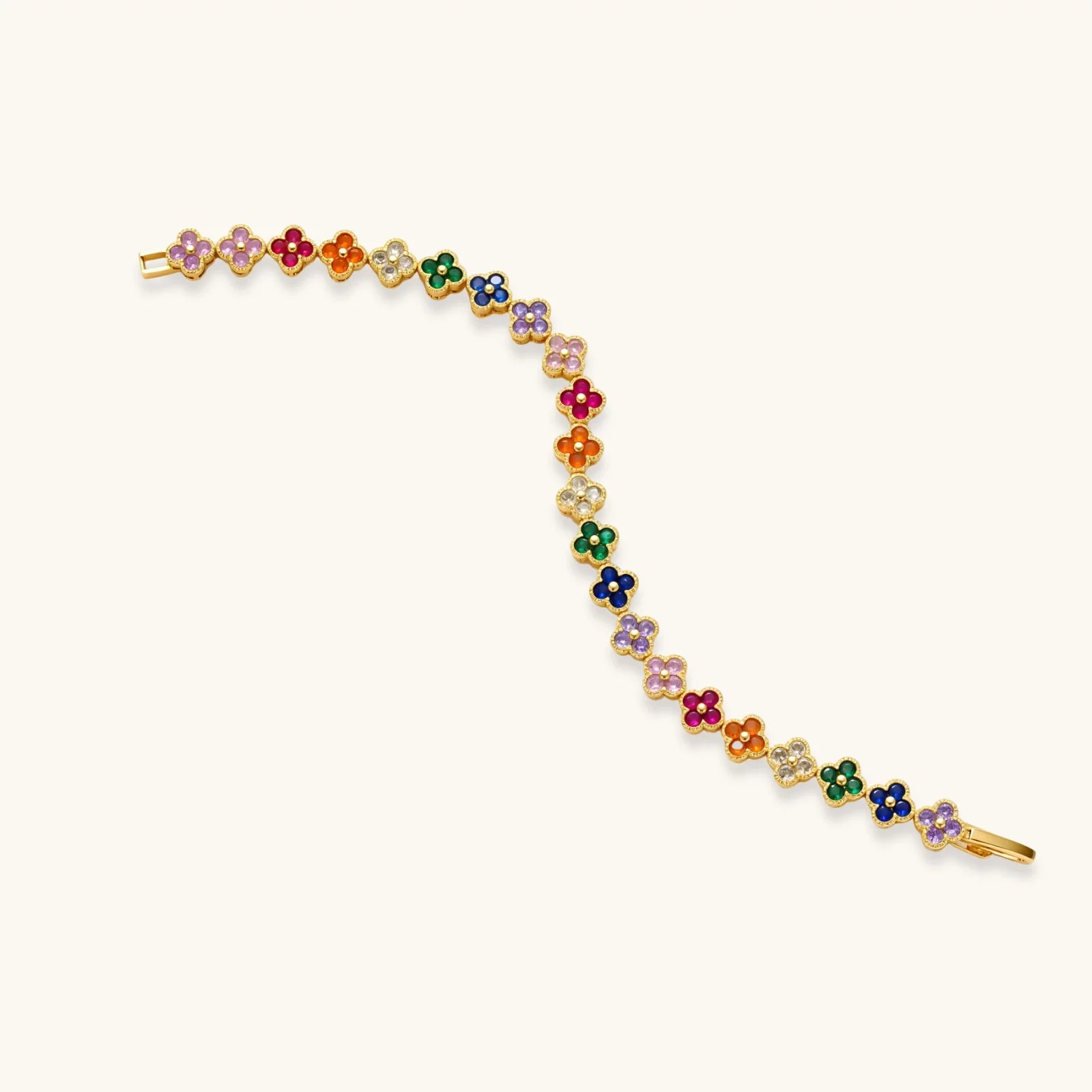Multicolored floral bracelet on a white background