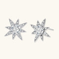 Star-shaped earrings with clear diamonds on a white background
