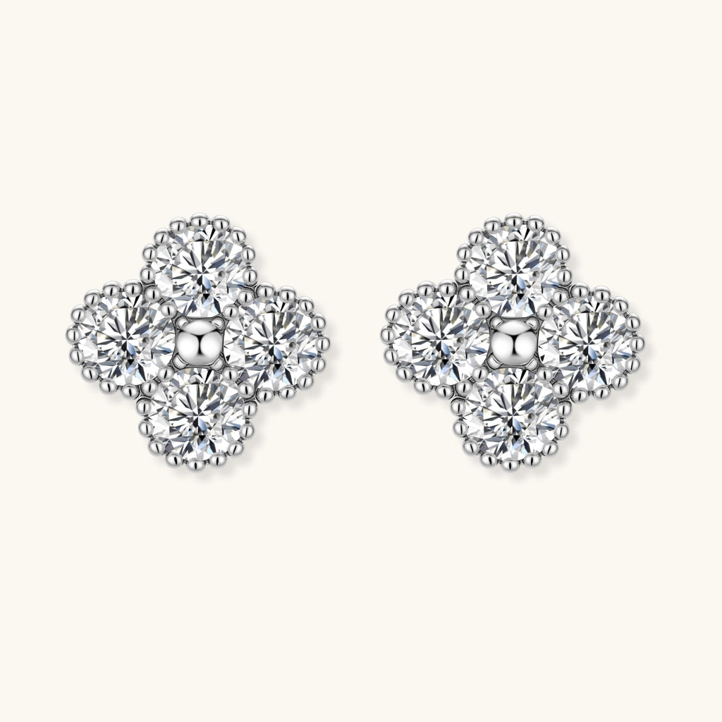 Pair of diamond earrings on a white background