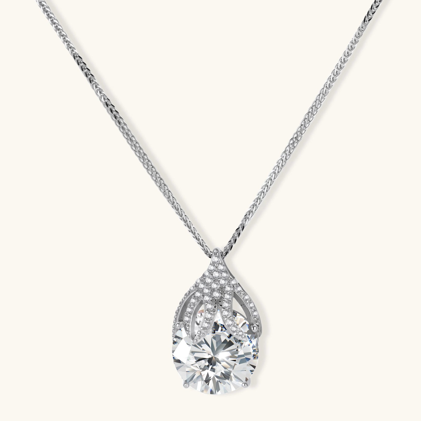 Diamond necklace on a white background
