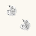 Pair of white gold plated earrings with clear gemstones and mesh design