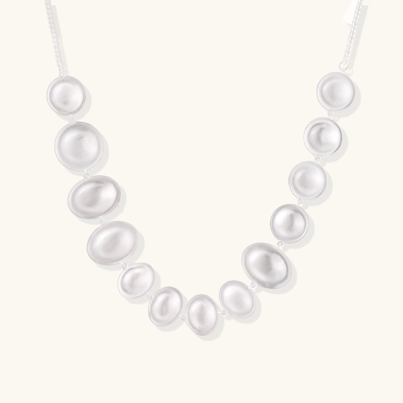 Sterling Silver pearl style statement necklace 