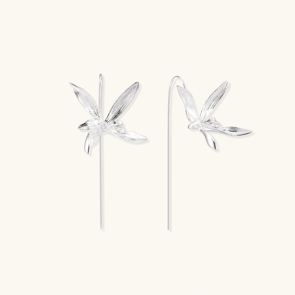 Sterling silver floral threader earring 