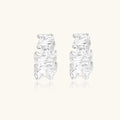 Pair of silver earrings on a white background