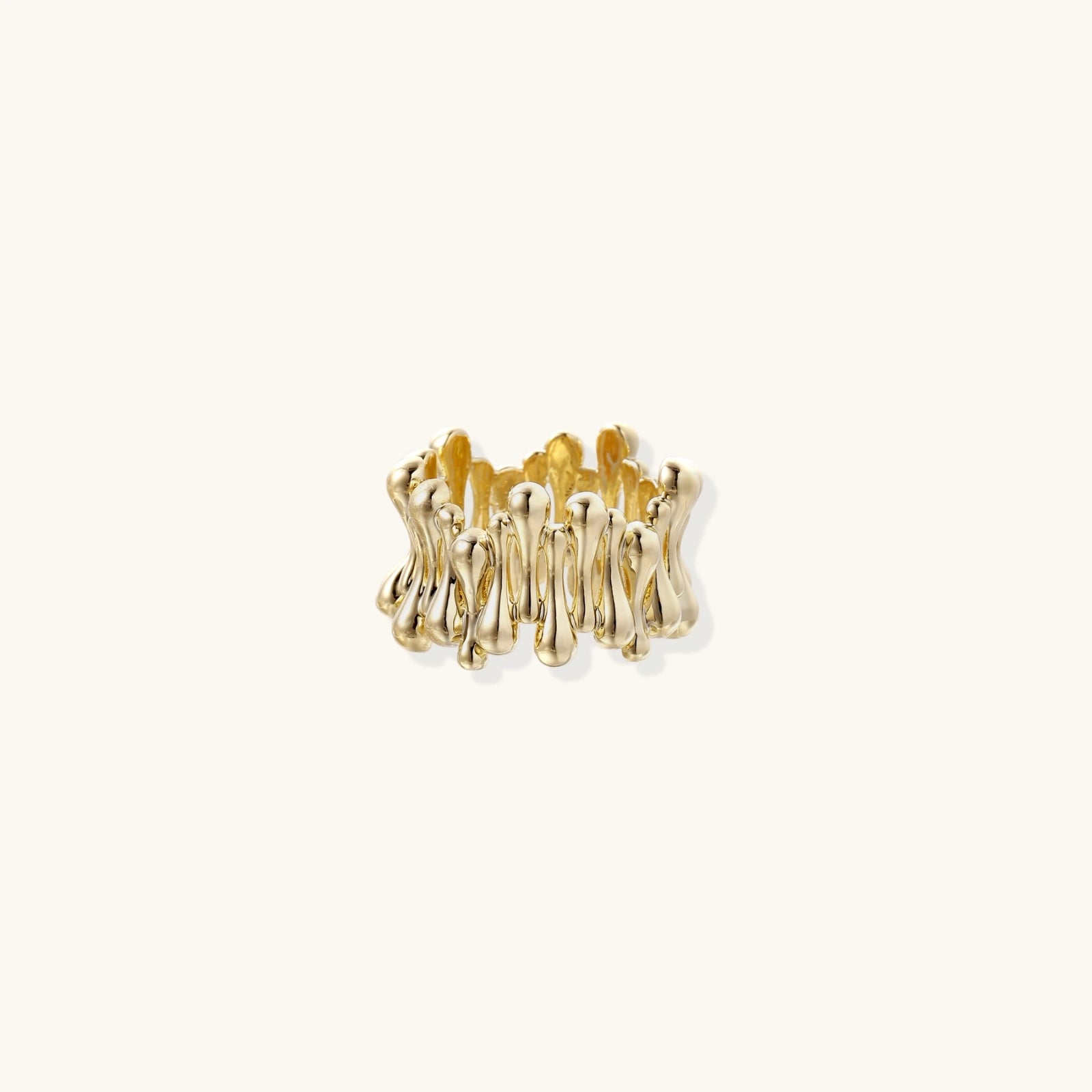Gold ring with a textured design front view