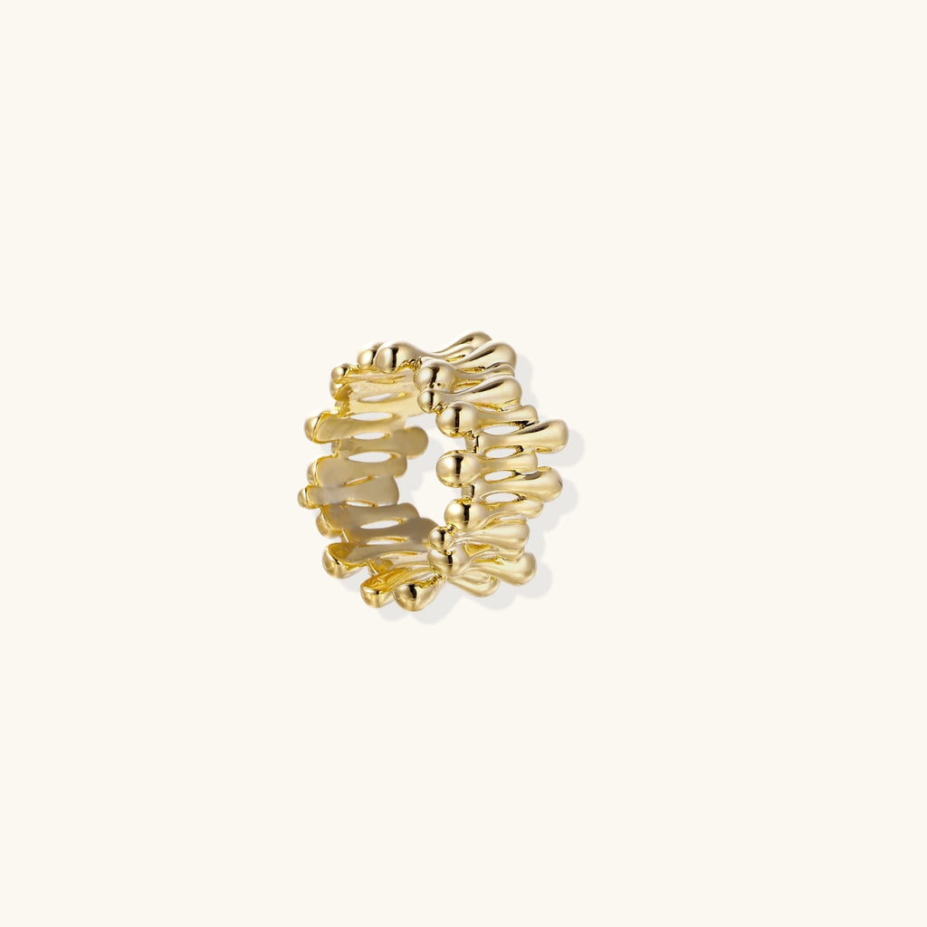 Gold statement ring with wide band