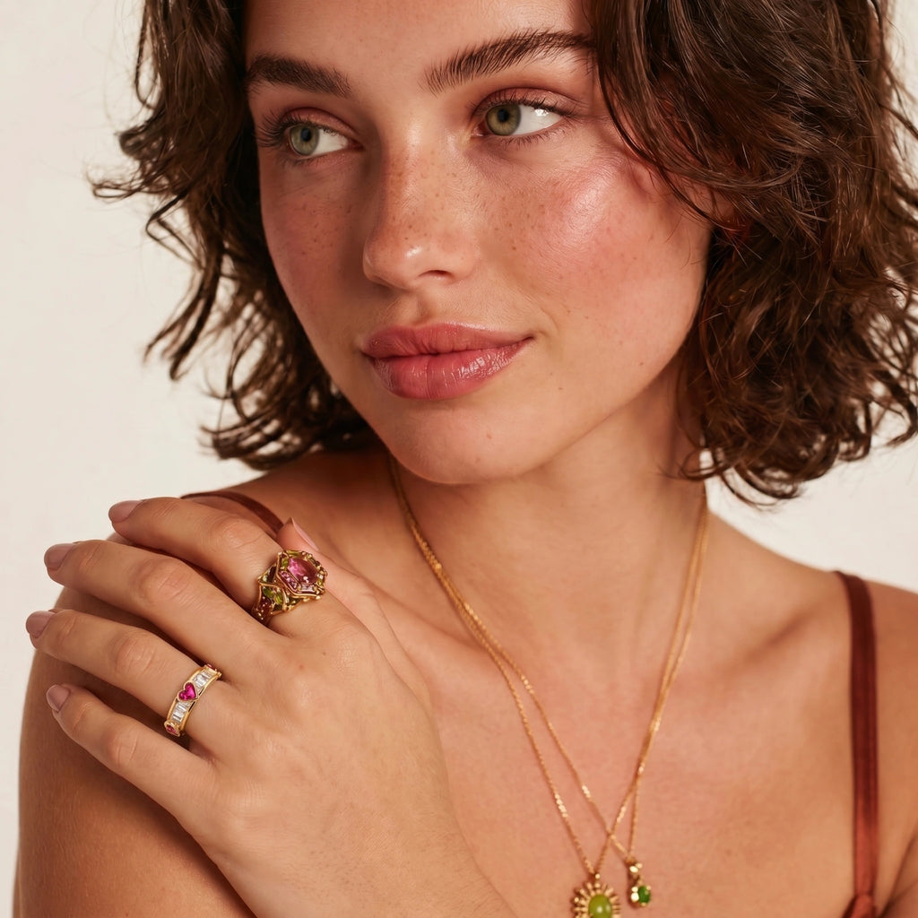 Pink & White Love Ring
