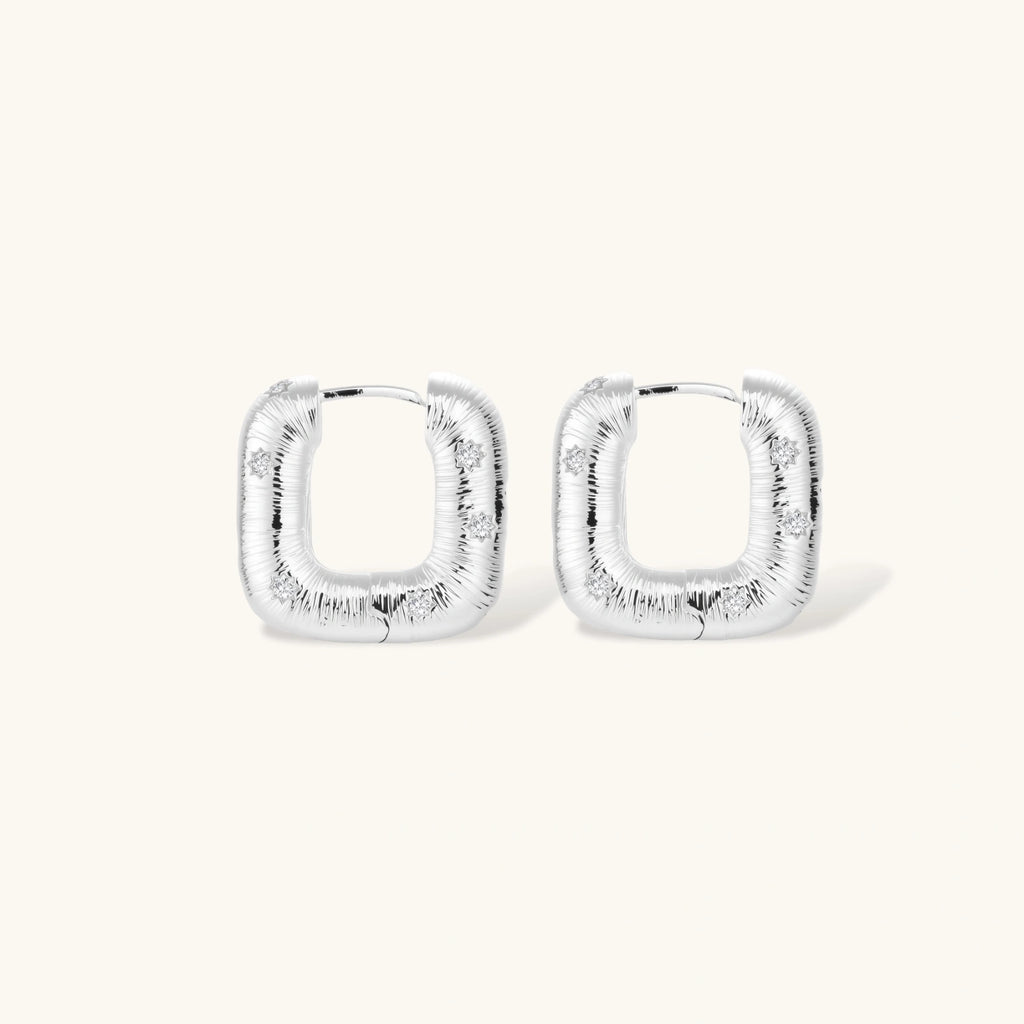 Starry Silver Hoops