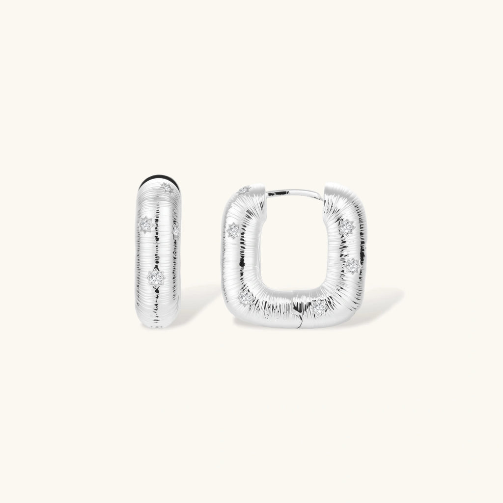 Starry Silver Hoops