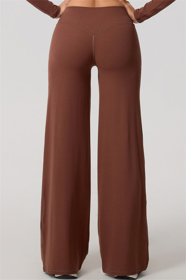The Nestle Long Sleeve Crop Top Straight Leg Pants 2-Piece Set