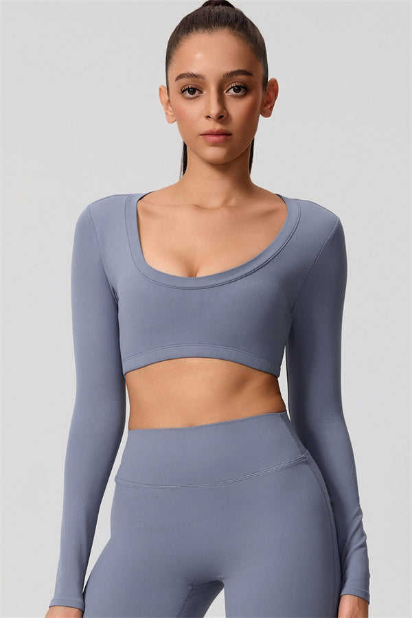 The Nestle Long Sleeve Crop Top Straight Leg Pants 2-Piece Set