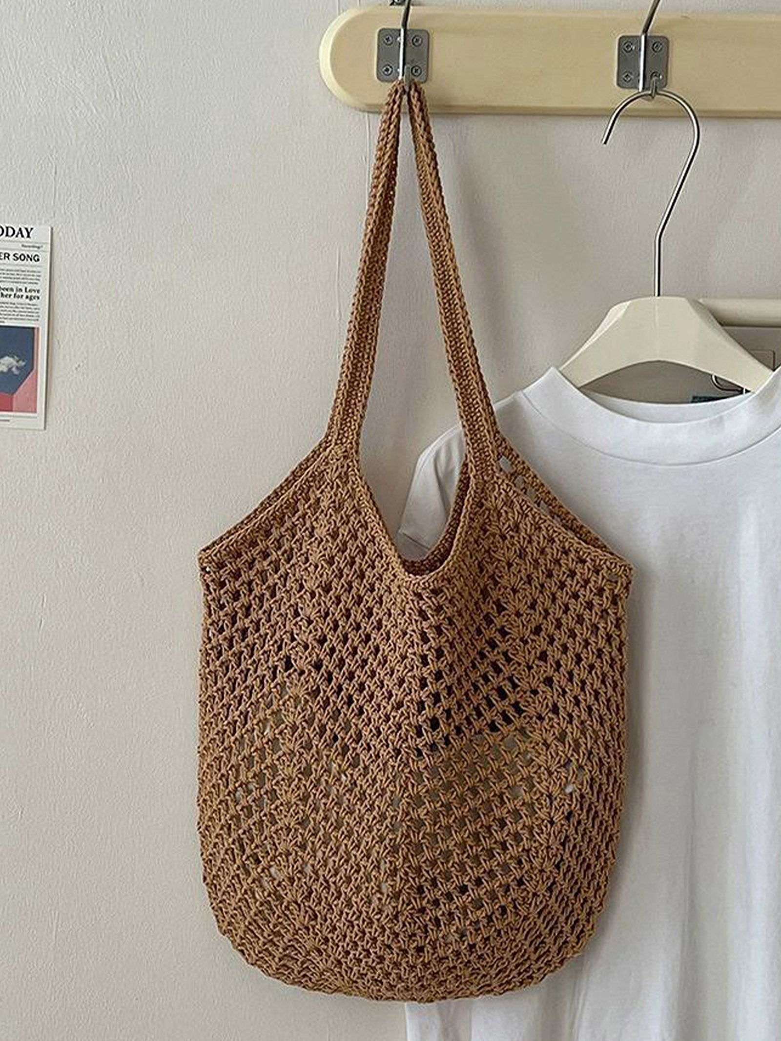 Cotton Woven Openwork Beach Tote Bag