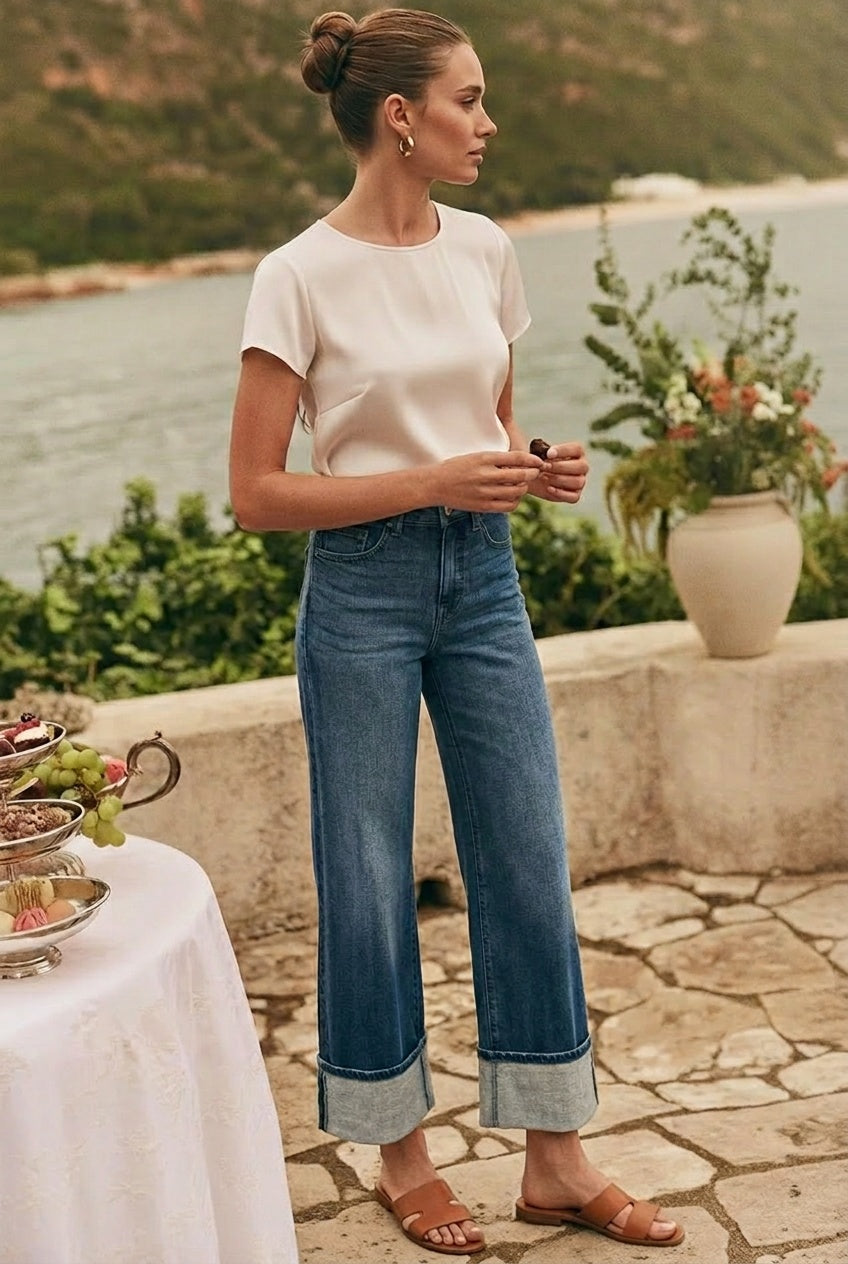 Tummy Control High Rise A-wide Jeans