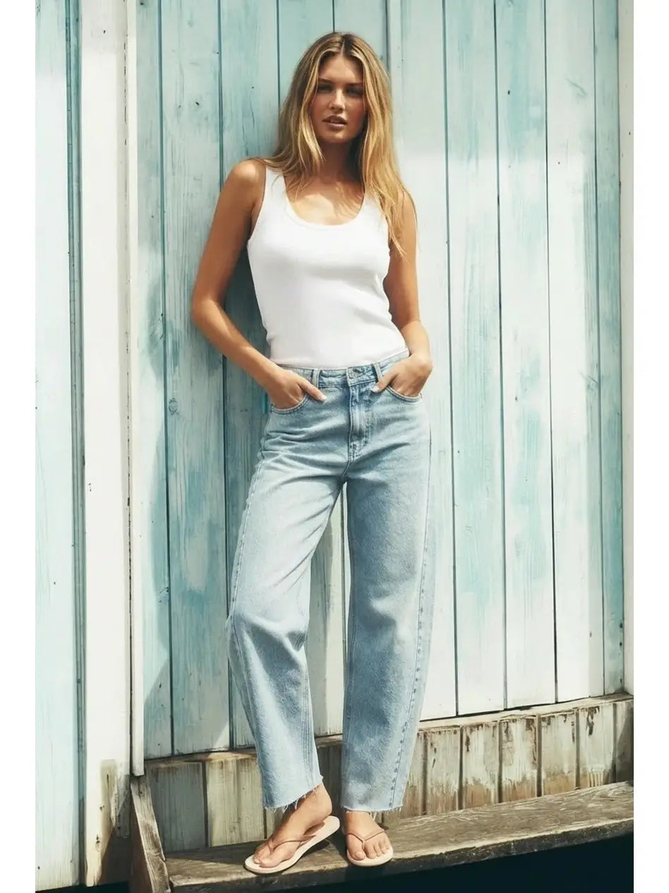 Harlow High Waisted Barrel Jeans Blue by Artemis