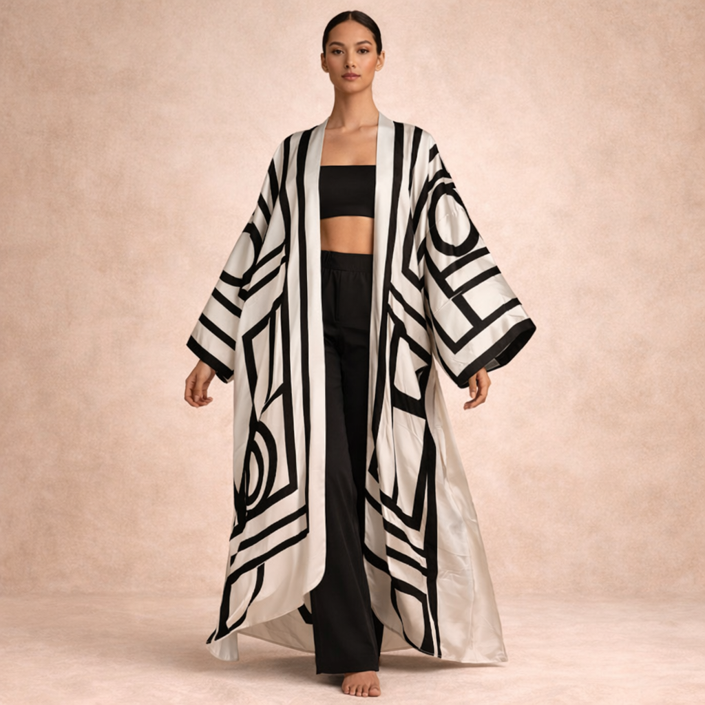 Kimono Robe – Midnight Maze Floral Beach Cover Up