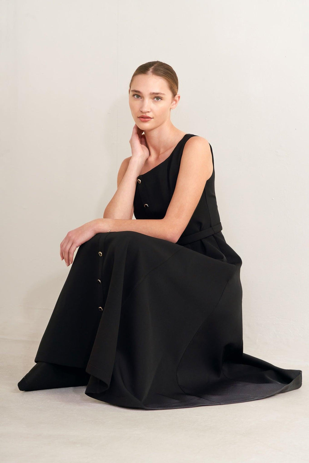 PARIS AFTER DARK WOVEN MIDI DRESS