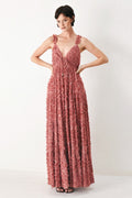 TWILIGHT ROSETTE WOVEN MAXI DRESS