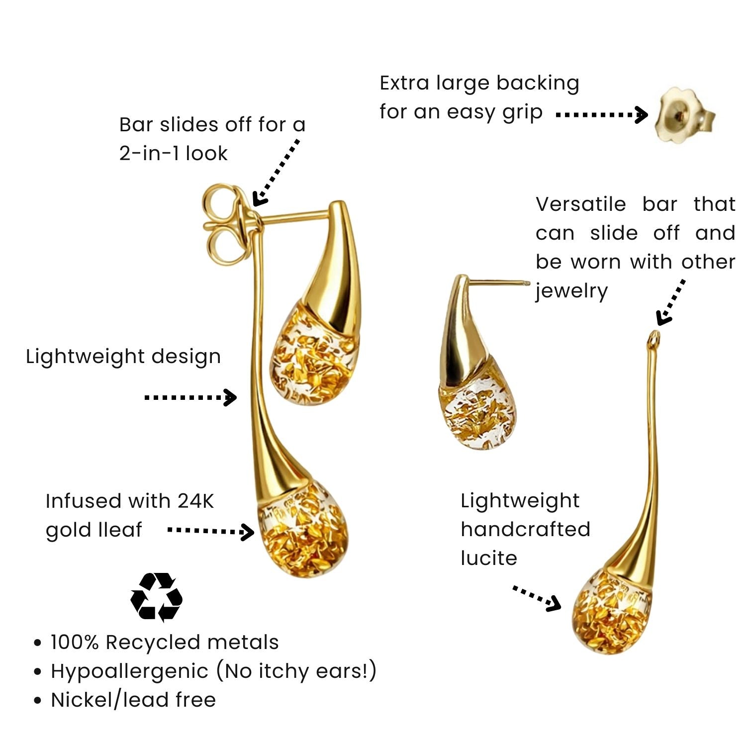 Interchangeable Double Drop Earrings