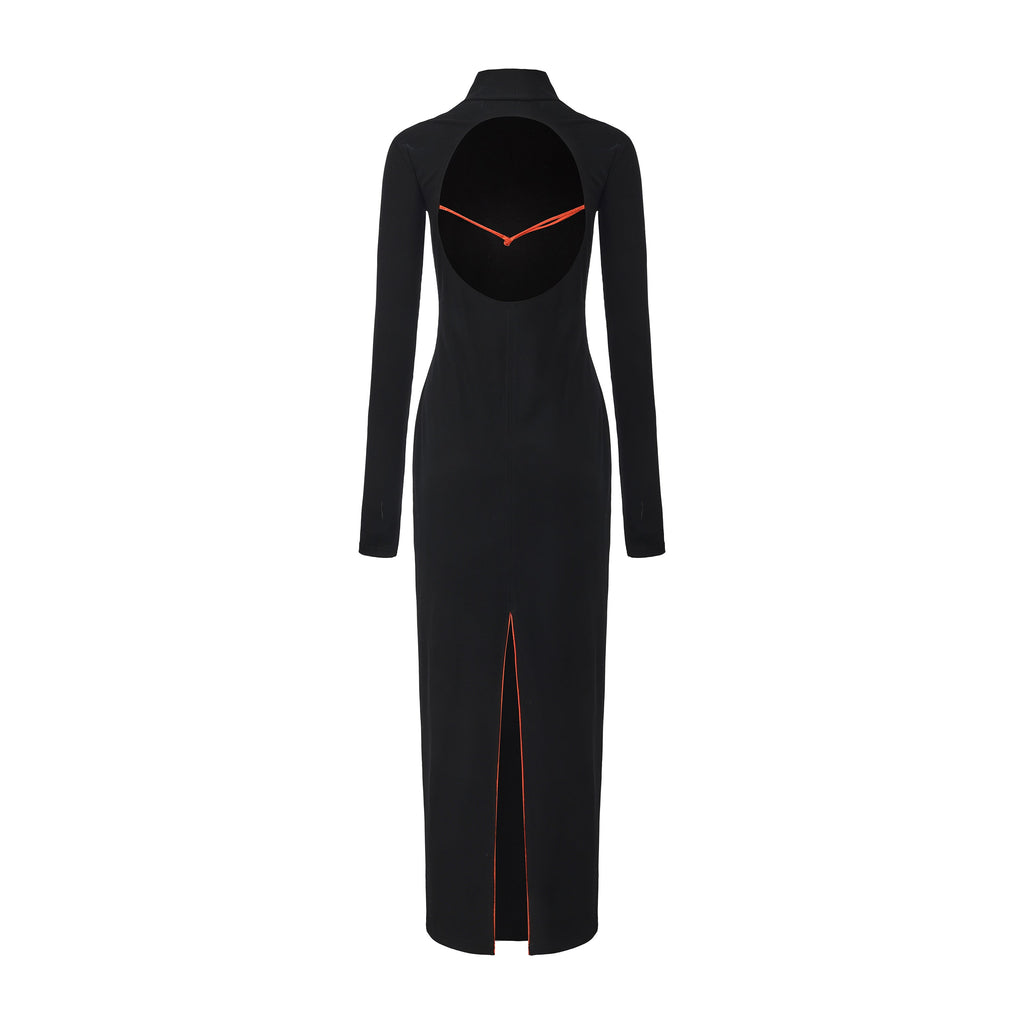 Lian High Neck Open Back Maxi Dress