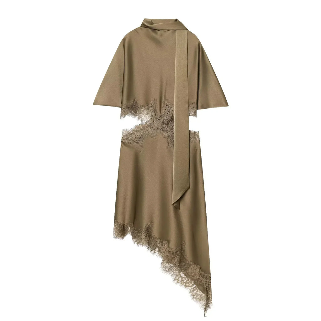 Audacious Scarf Collar Mini Dress