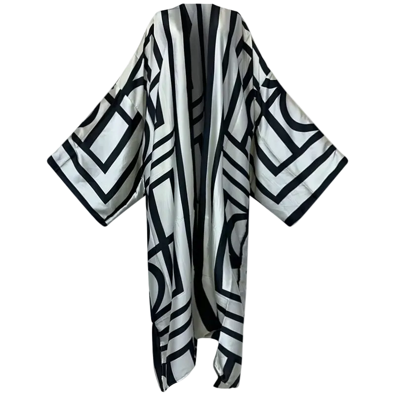 Kimono Robe – Midnight Maze Floral Beach Cover Up
