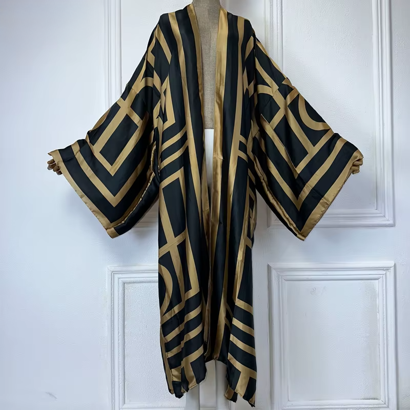 Kimono Robe – Midnight Maze Floral Beach Cover Up