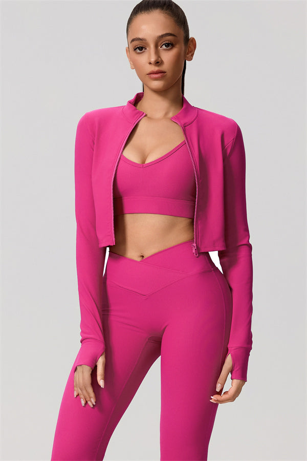 The Daze Zip Jacket Sports Bra Flared Leggings 3-Piece Set