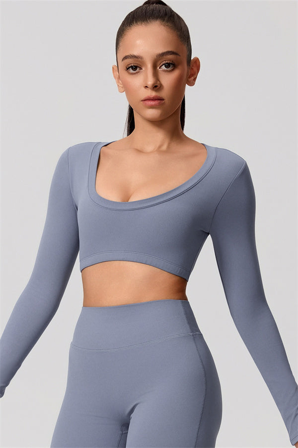 The Nestle Long Sleeve Crop Top Straight Leg Pants 2-Piece Set