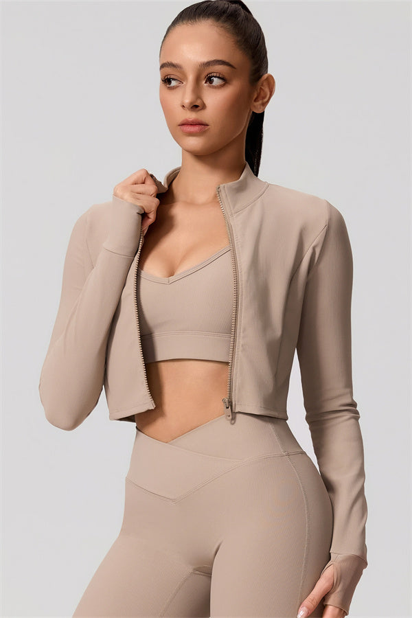 The Daze Zip Jacket Sports Bra Flared Leggings 3-Piece Set