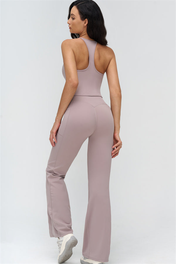 The BoldFit Crop Top Flared Leggings 2-Piece Set