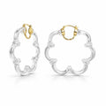 Flower Bamboo Lucite Hoop Earrings
