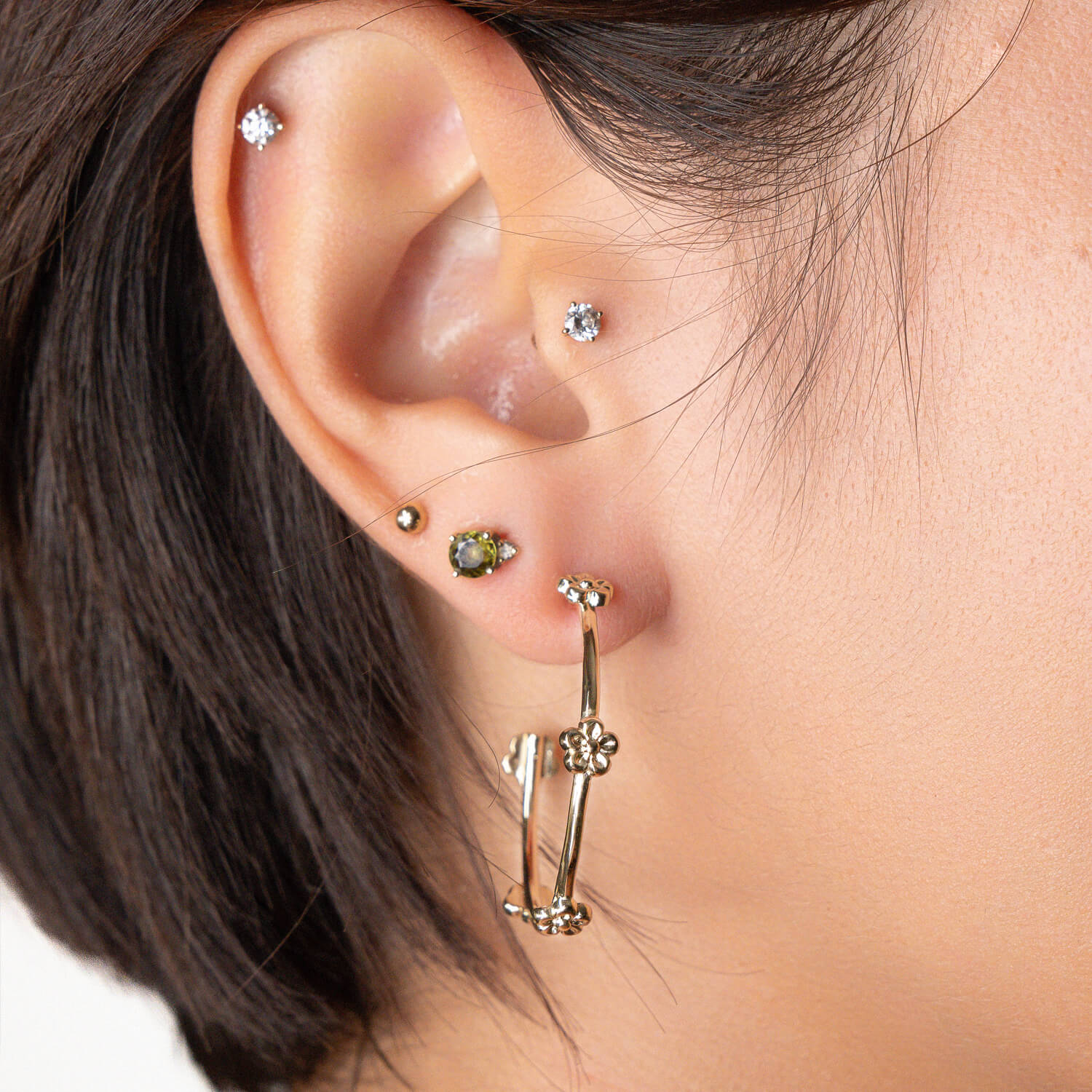 Flower Station Hoop Earrings