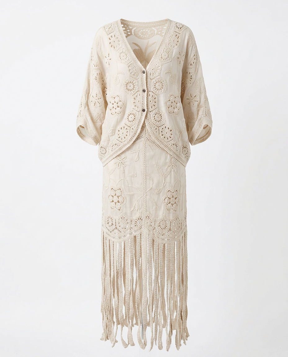 Free Spirit Fringe Crochet Two Piece Set