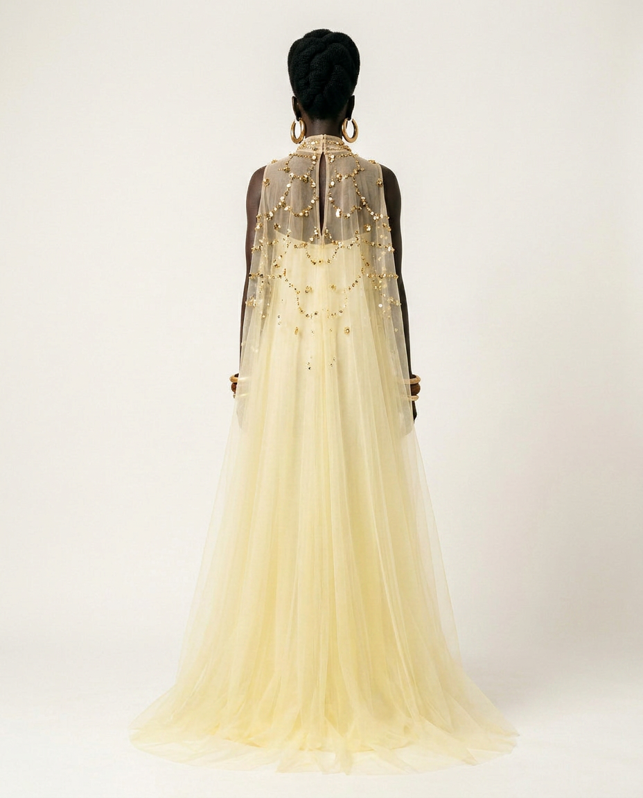 Divine Sequined Mesh A-line Dress