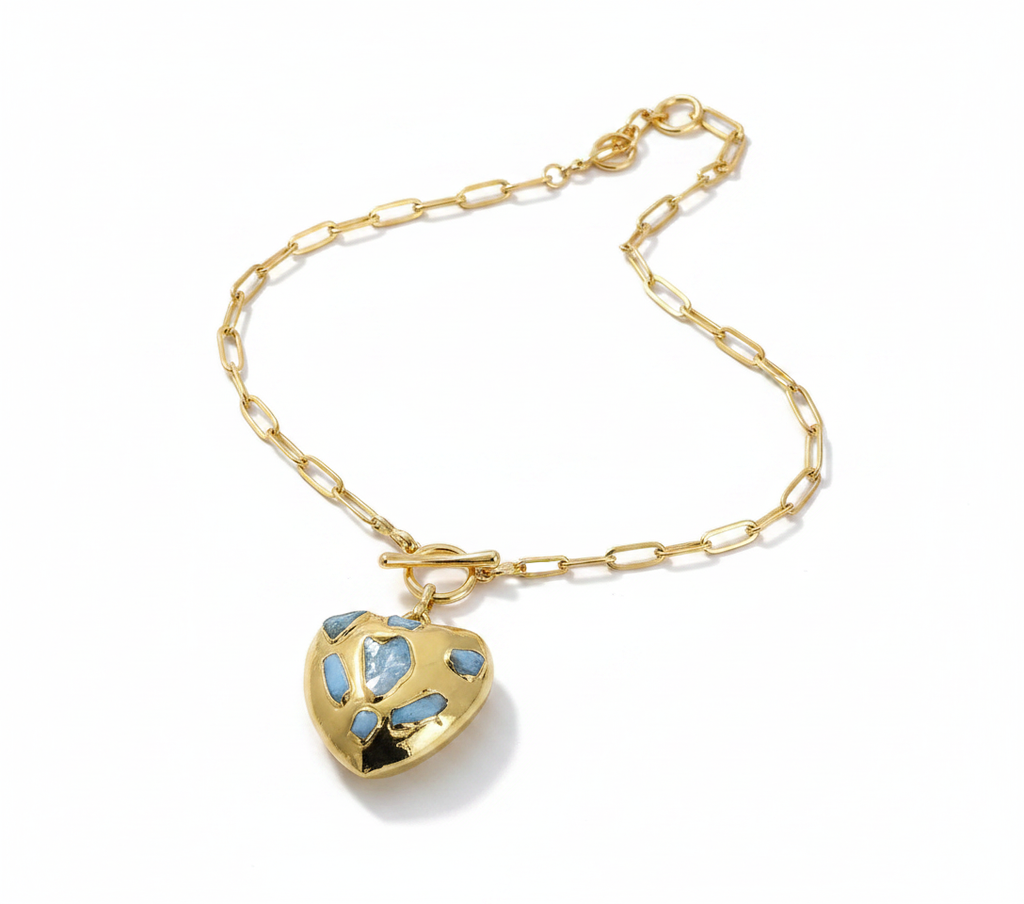 Worthy Gold Larimar Heart Drop Earrings