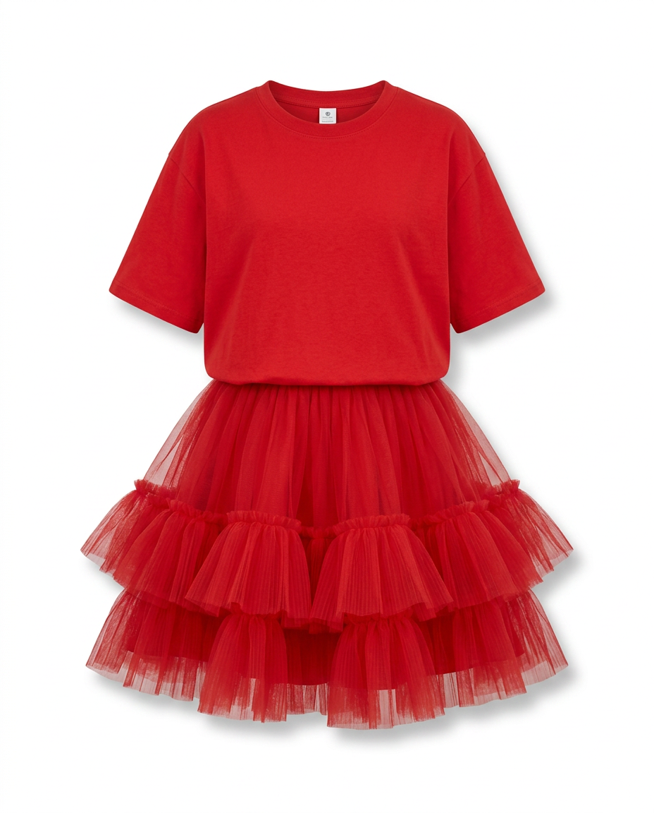 Radiant Mesh Ruffle Mini Dress