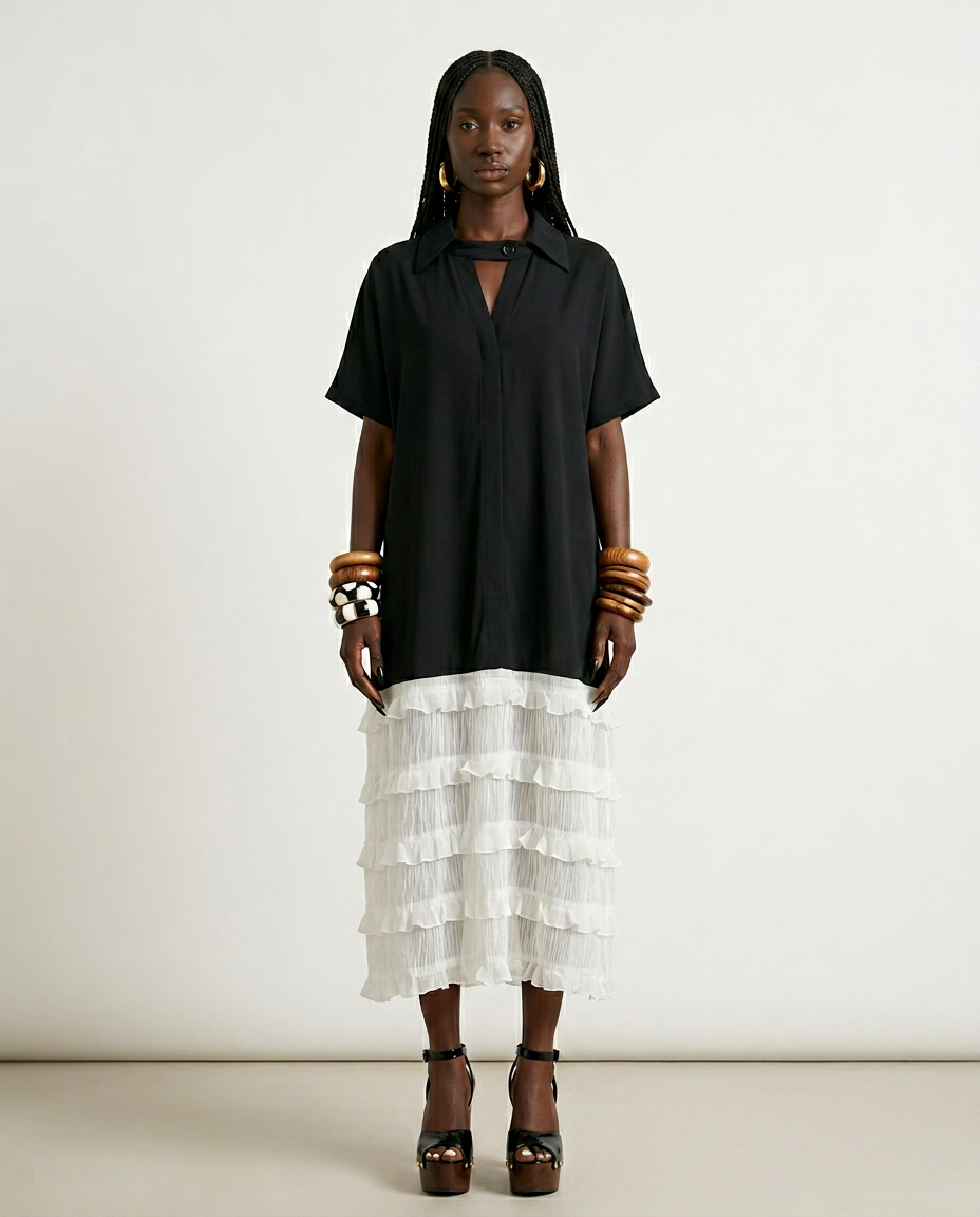 Liberated Tiered Contrast Maxi Dress