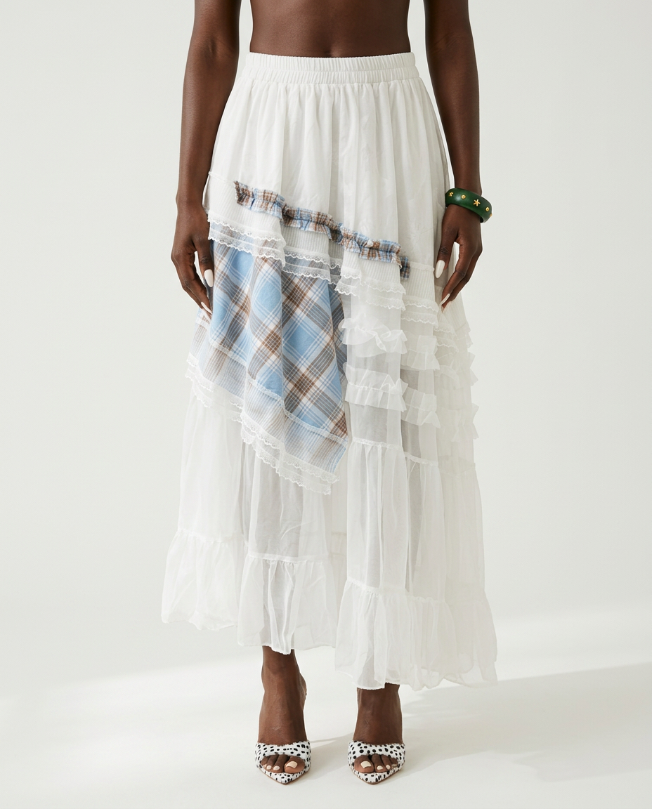 Sovereign Plaid Patchwork Maxi Skirt